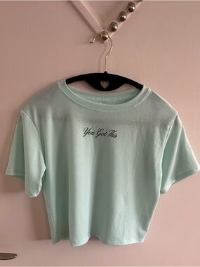 All in Motion Cropped Workout Tee S Mint “You Got This” Athletic Top